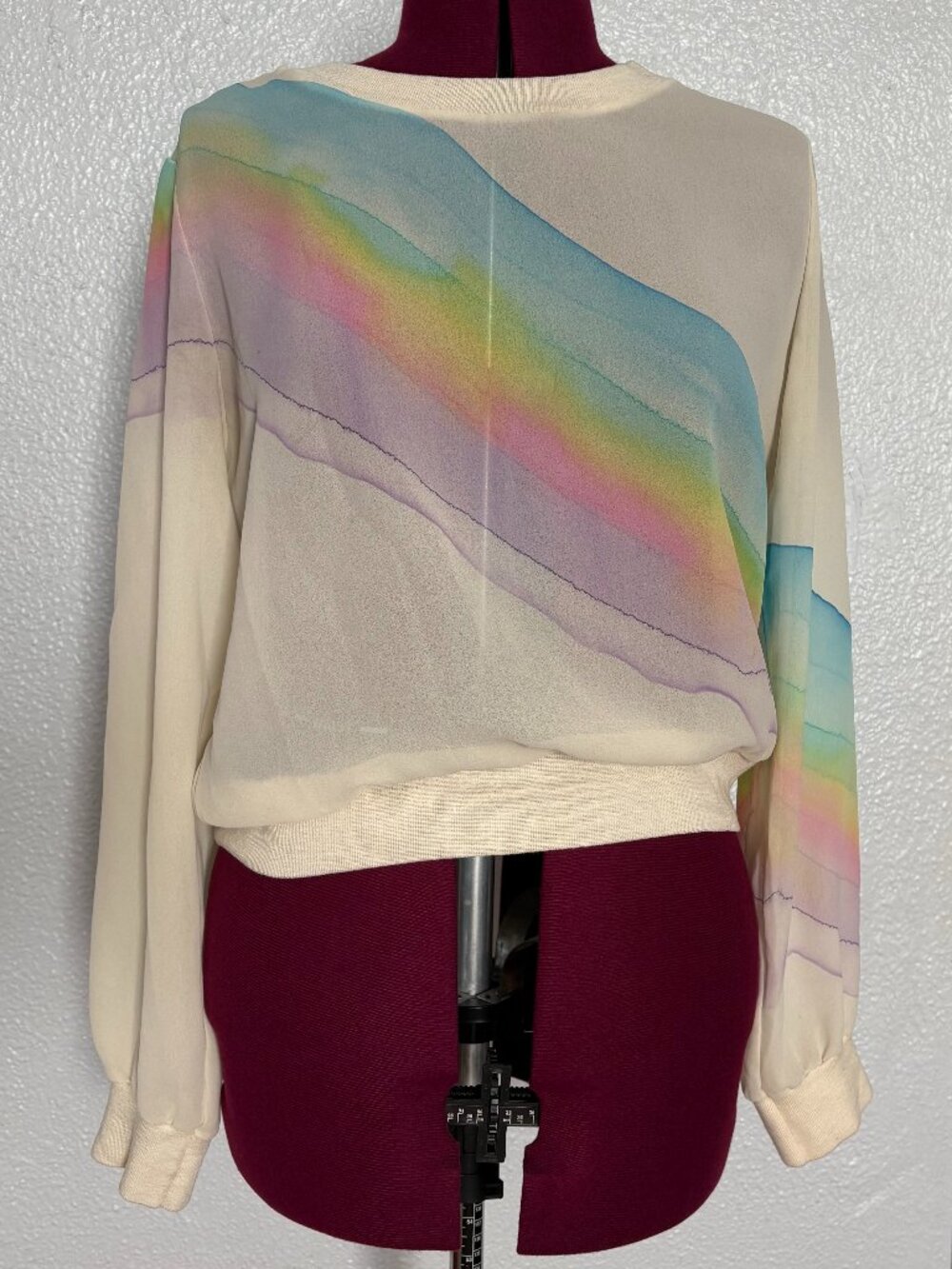 Vintage Large Sasson sheer rainbow blouse